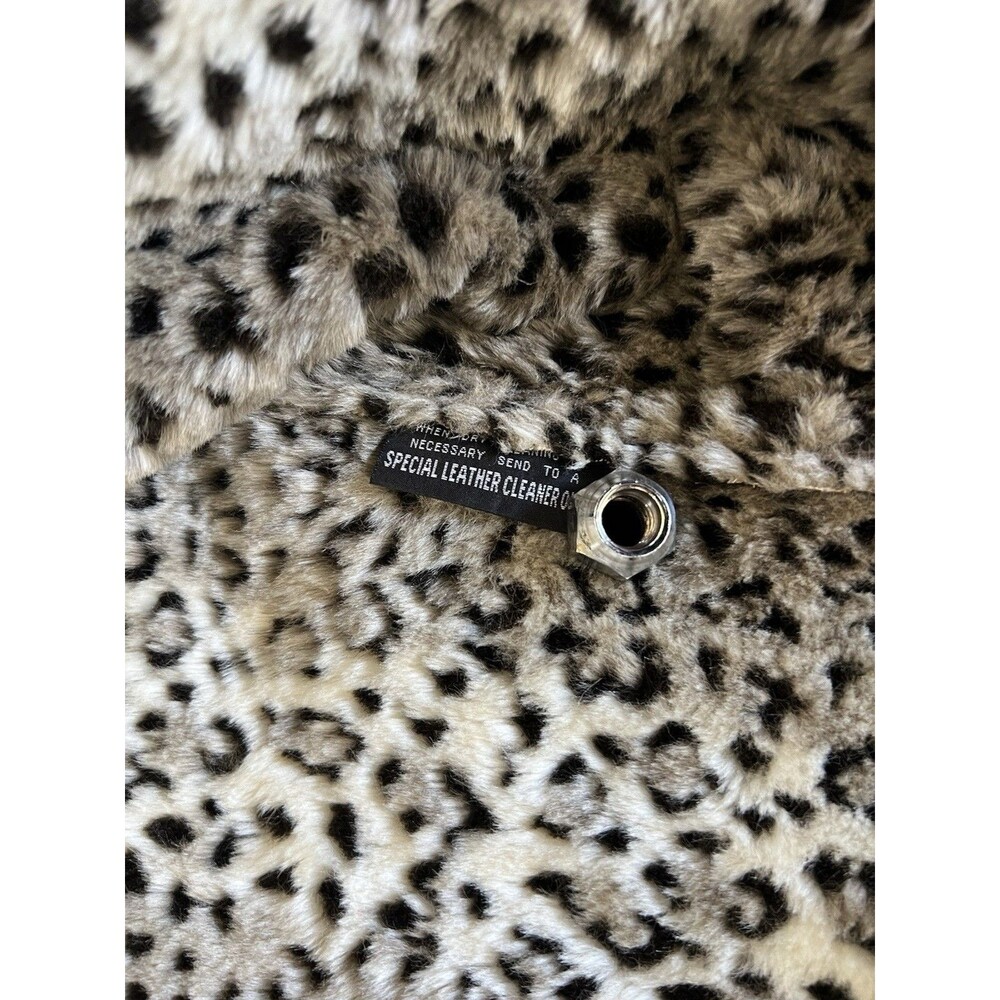 Vintage 90s Y2K Wilsons Suede Leather Jacket Leopard Fur Penny Brown Size M - Picture 4 of 10